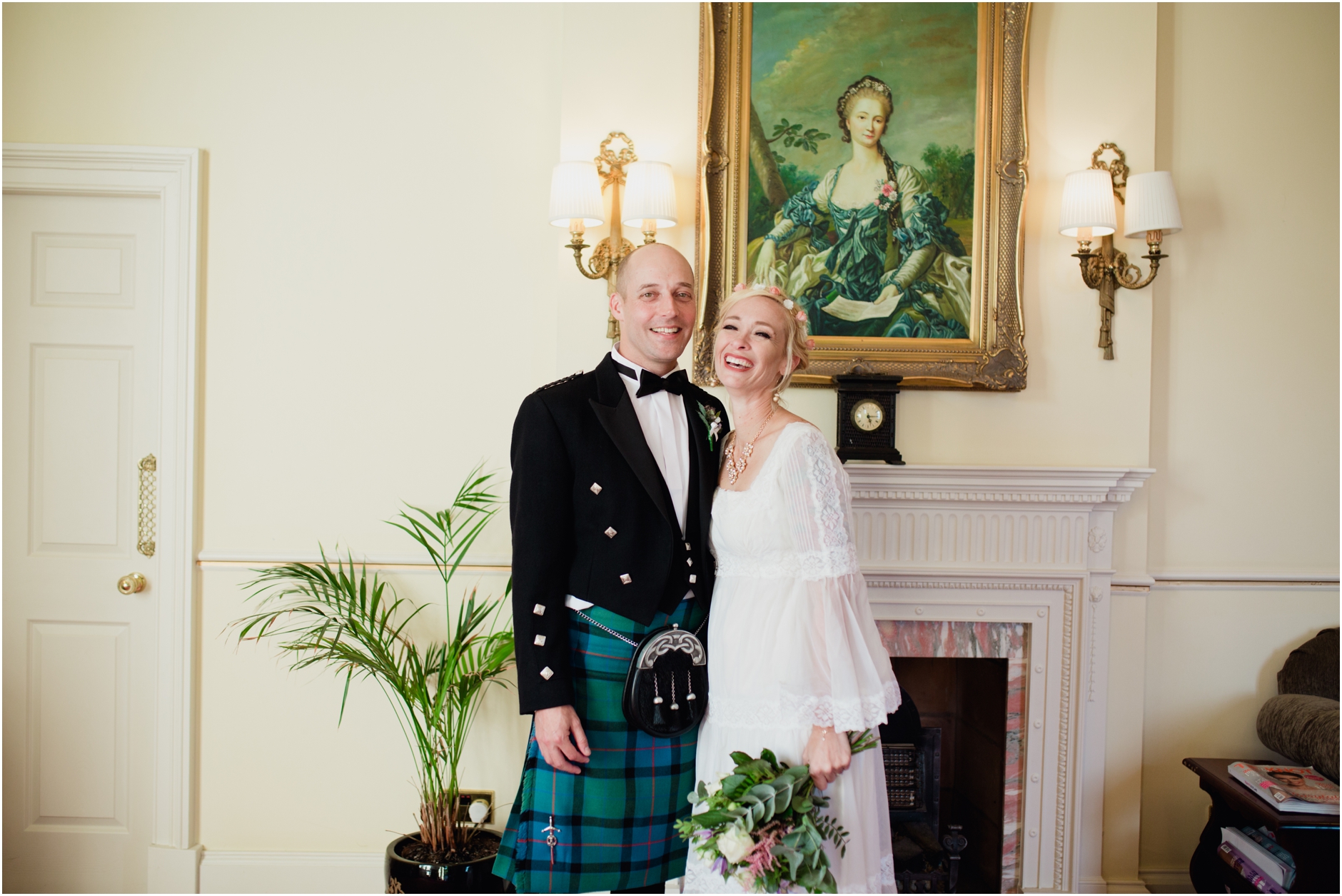 bride and groom on their scottish castle elopement