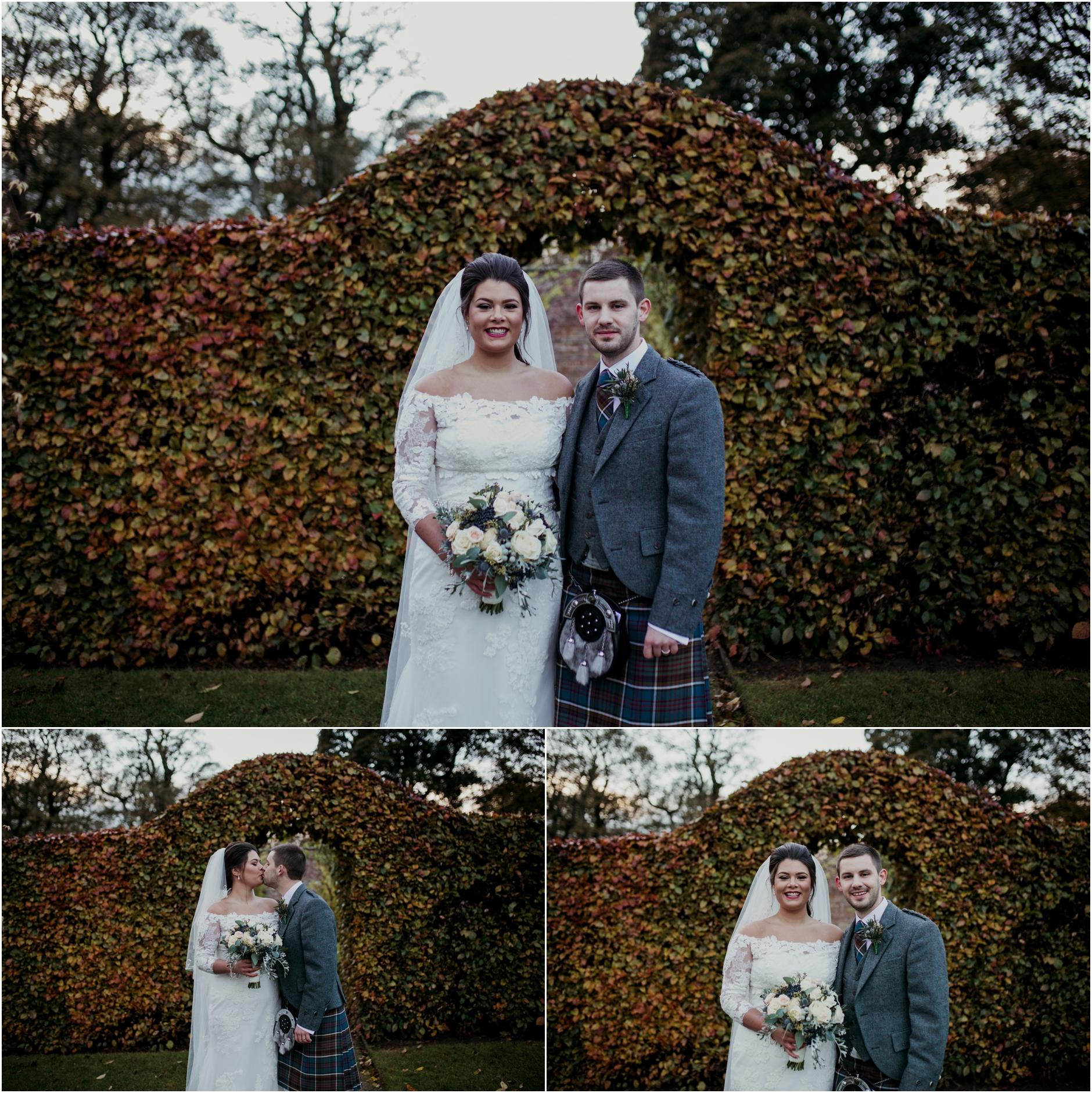 bride and groom on their scottish winter wedding day 