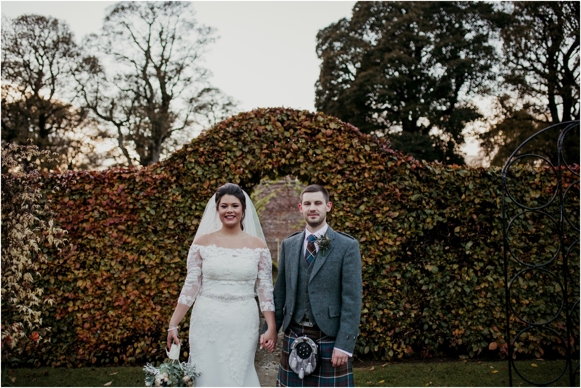 bride and groom on their scottish winter wedding day