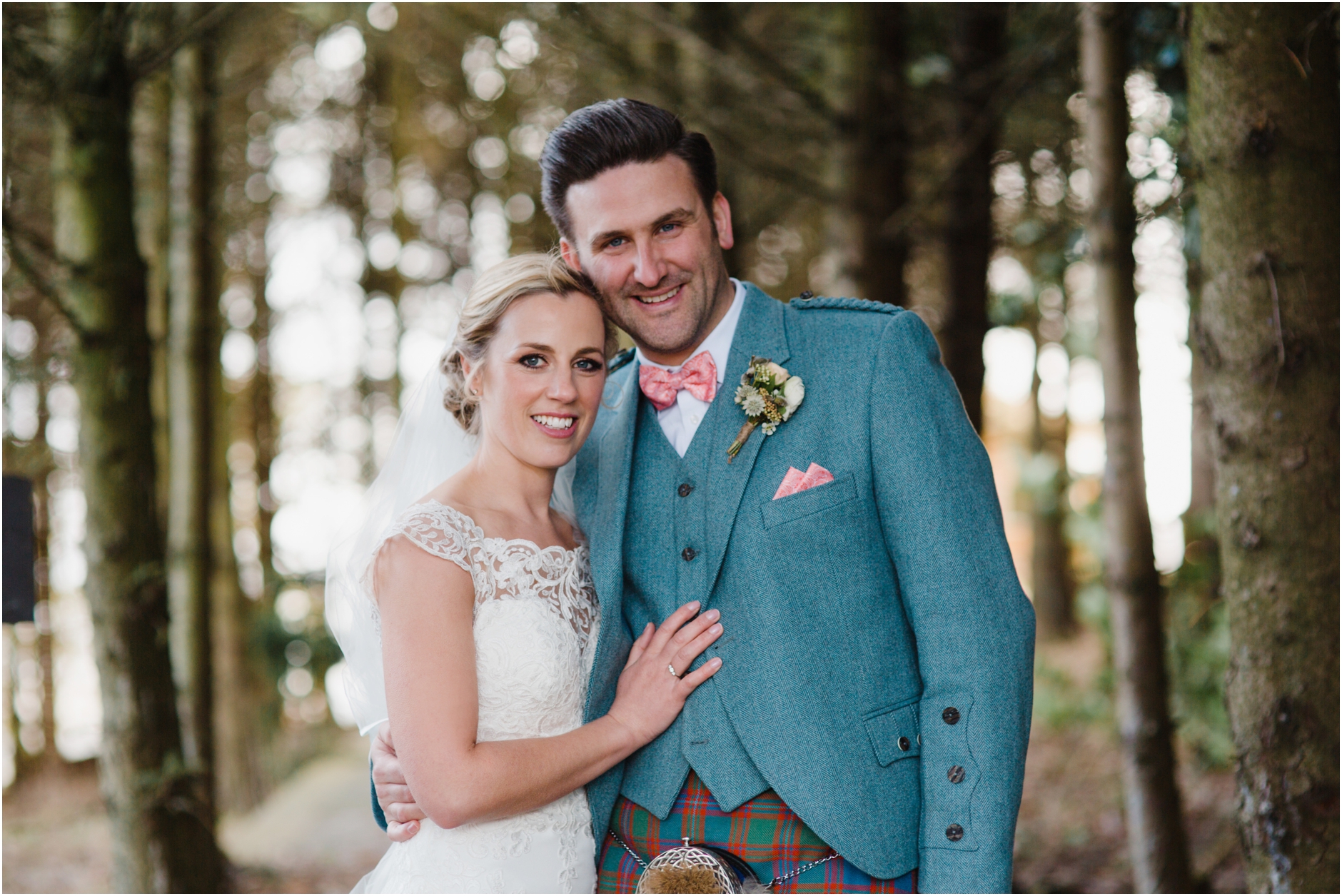 bride and groom at their wedding at guardswell farm scotland