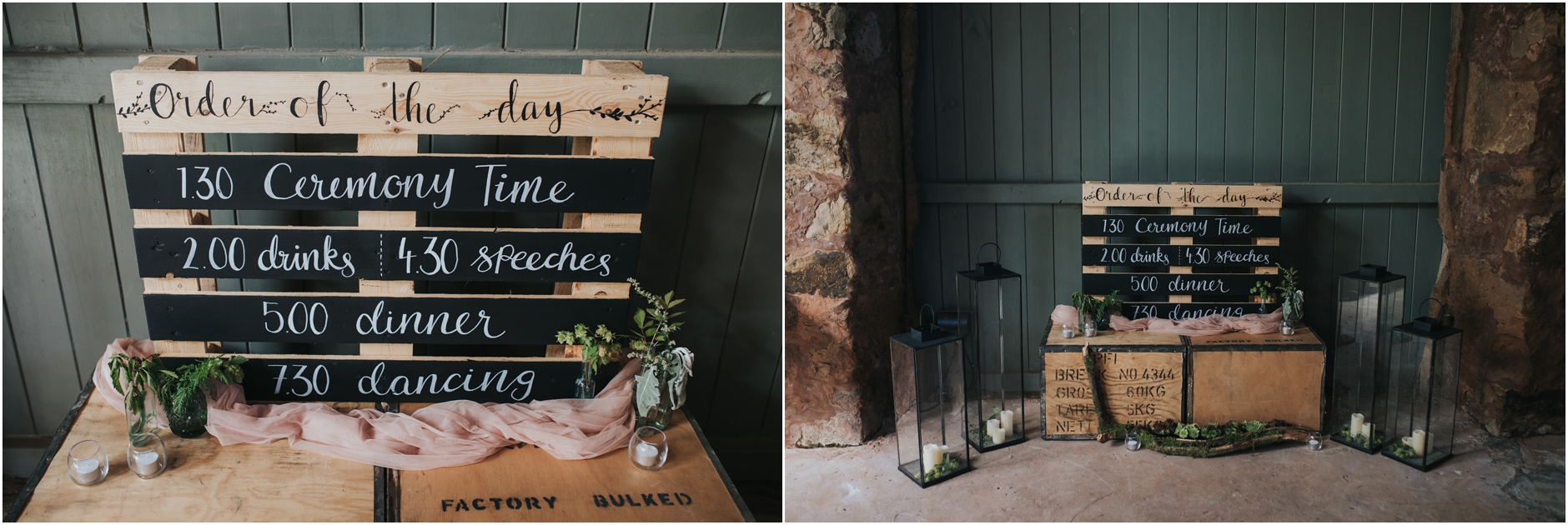 cow shed wedding crail venue details and set up by little white cow