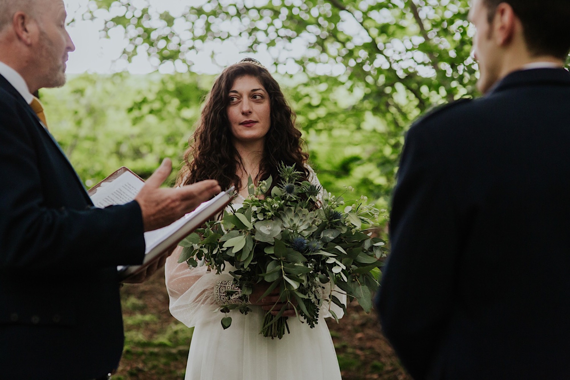 romantic woodland wedding ceremony