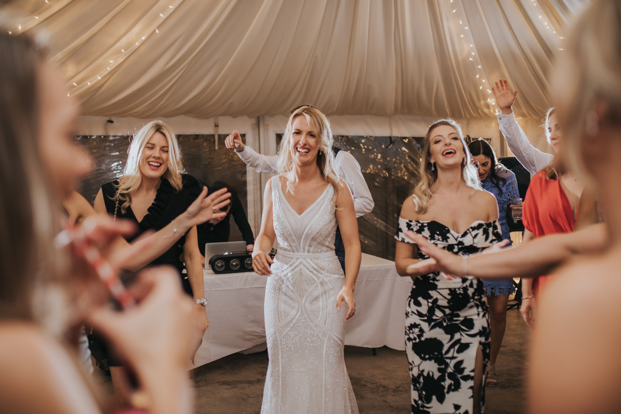 cow shed crail bride dancing photo